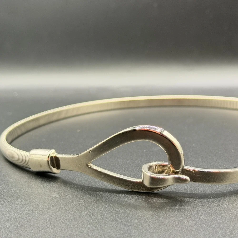 Silver Tone Flexible Snake Chain Necklace Hook Clasp Modern Minimalist Gift
